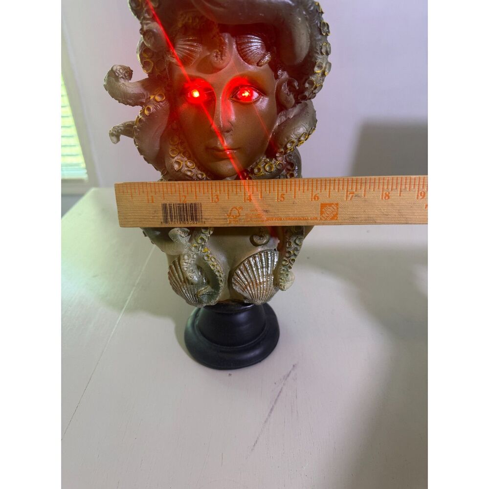 Medusa Bust Statue Gothic Greek  Decor LED Eyes | Halloween Display | 14" - Picture 7 of 8